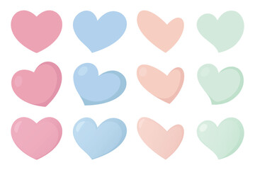Hearts pastel colors collection