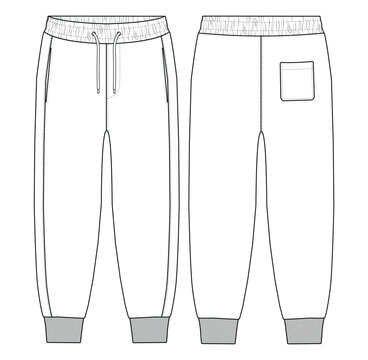 Kids Jogger Pants Design Vector Illustration for Boys and Girls Age 10 to 15 Years Modern Casual Sweatpants Flat Technical Drawing