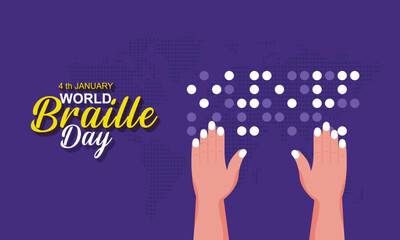Hand drawn World Braille Day Celebrating January 4th