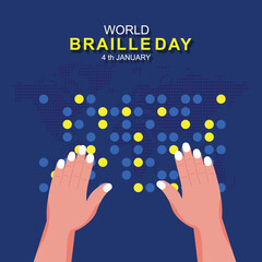 Hand drawn Braille Day Literacy Month Awareness Campaign poster