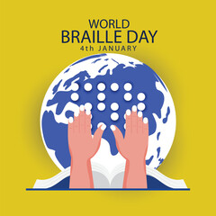 World Braille Day Vector Illustration Celebrating January 4th banner design