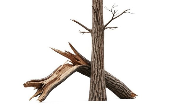 Broken Tree Trunk and Standing Tree Isolated on White Background Concept.jpg