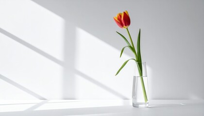 Vase with flower in it sitting on table next to window with.