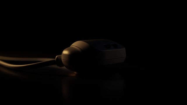 Smart home energy conservation concept featuring an electric plug powering down with soft light transitions.