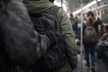 Subway Scene with Pickpocket in Action