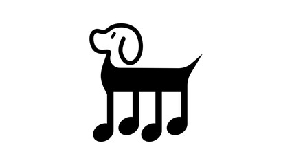 Music Dog, black isolated silhouette