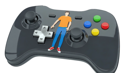 Person on Video Game Controller