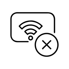 Service unavailable line icon, black outline error and downtime symbol