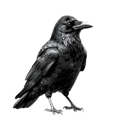 Fototapeta premium Black Raven Standing with Detailed Feathers