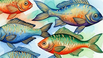 Colorful tropical fish swimming in aquatic environment with vibrant scales and fins for marine life designs and ocean themed projects.