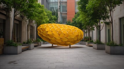 Yellow abstract sculpture