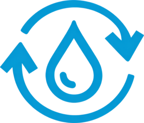 Stylized Eco-Friendly Water Cycle Icon Featuring Blue Water Droplet Surrounded by Arrows
