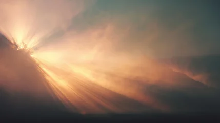 Sierkussen Meisjeskamer Intense Sun Burst Rays Through Misty Horizon at Sunset/Sunrise  © Studio Side