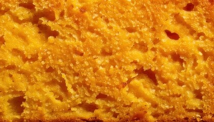 Close-up of a delicious, moist, and golden-brown cornbread texture.