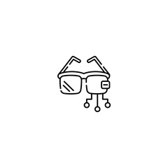 Smart glasses icon, Augmented reality Symbol Outline icon Transparent background Editable Stroke