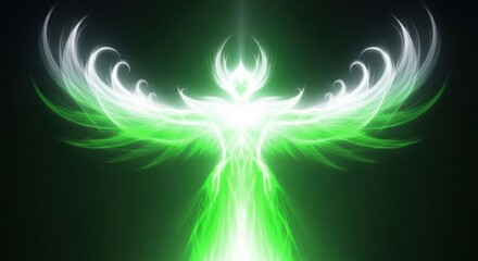 Radiant emerald angelic being ethereal light