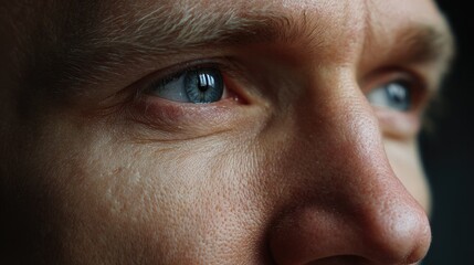 Deep gaze portrait: An up-close portrait captures a person's intense stare, the eyes filled with a mysterious aura, inviting the viewer to contemplate.