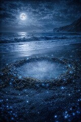 Mystical Night Sea Portal with Stars