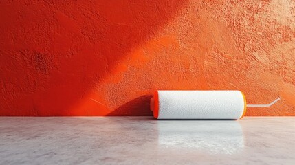 Interior wall paint roller on marble floor.  Possible stock photo use home improvement