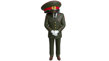 Military Officer Uniform with Red and Gold Accents
