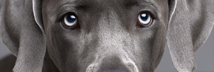 Close-Up Portrait of a Weimaraner Dog with Affectionate Eyes and Soulful Gaze as a Loyal Companion