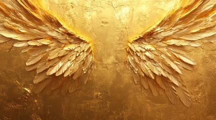 Golden angel wings, decorative background, artistic, digital creation