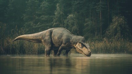 Tyrannosaurus Rex Drinking at Forest Lake