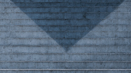 Concrete stairs with heart shaped shadow in center, creating geometric and abstract pattern, urban outdoor setting, cool blue tones, minimalistic and calm mood