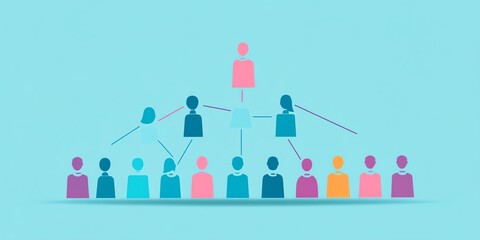 Leadership diagram flat design organizational growth theme animation colored pastel