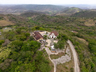 Aerial view of historic church complex in Bananeiras Paraiba Brazil