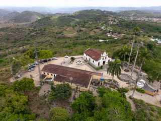 Aerial view of historic church complex in Bananeiras Paraiba Brazil
