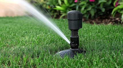 Garden sprinkler watering lawn