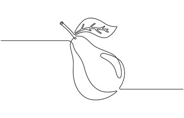 Pear fruit drawing drawn with one continuous line.