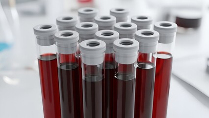 Blood samples in test tubes ready for analysis in a laboratory setting