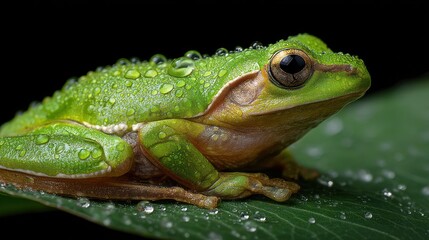 Obraz premium Green frog on leaf