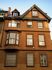 Fototapeta premium Old residential buildings along Via Guerrazzi in Milan, Italy