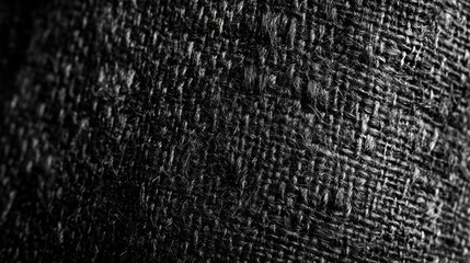 Closeup of black woven fabric texture