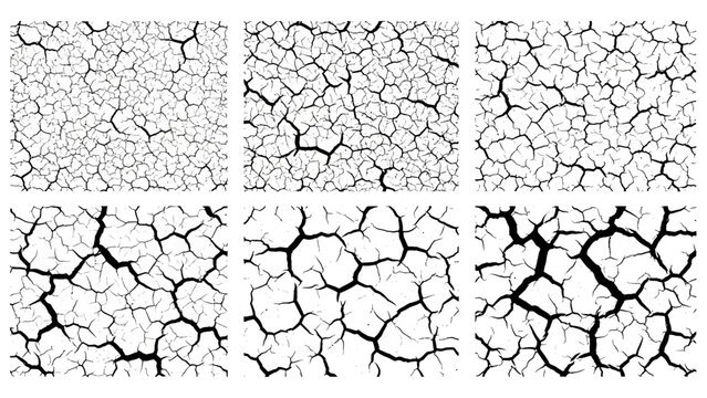 Close-up of Cracked Dry Earth Surface Showing Different Patterns and Textures
