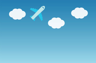 青空と飛行機のシンプルな背景イラスト