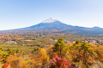 日本の風景・秋　山梨県鳴沢村　紅葉の紅葉台から富士山を望む © Yuta1127