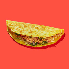 Tacos - traditional Tex-Mex dish on red background