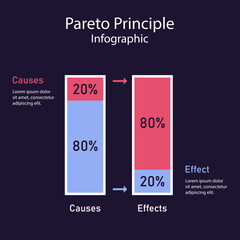 Pareto Principle Causes and Effects Bar Chart Infographic