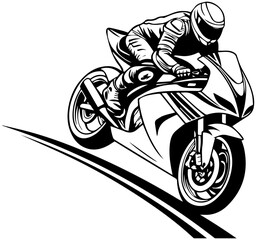 Sport Motorcycle Racing Black and White Vector Illustration © Rezowan 