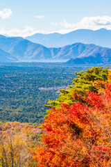 日本の風景・秋　山梨県鳴沢村　紅葉の紅葉台から青木ヶ原樹海を望む © Yuta1127