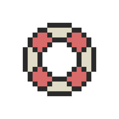 Obraz premium lifebuoy round safety pixel art