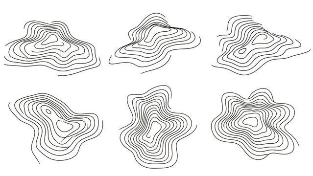 Abstract Contour Maps Showcasing Topographical Variations and Mountain Ranges