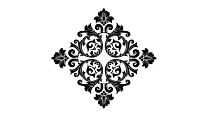 Intricate black ornamental floral symmetrical design suitable for decorative or tattoo artwork