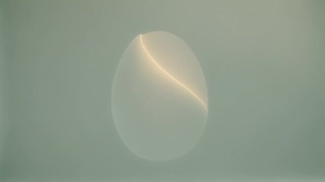 Pulsing light silhouette resembling egg shape on pastel background

