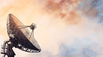 Global Network Connection Watercolor Illustration Modern Communication Technology Artistic Design Serene Sky Background