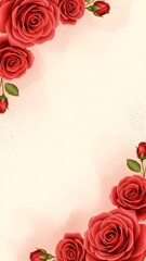 A frame of soft brush strokes of roses to celebrate Valentine's Day 